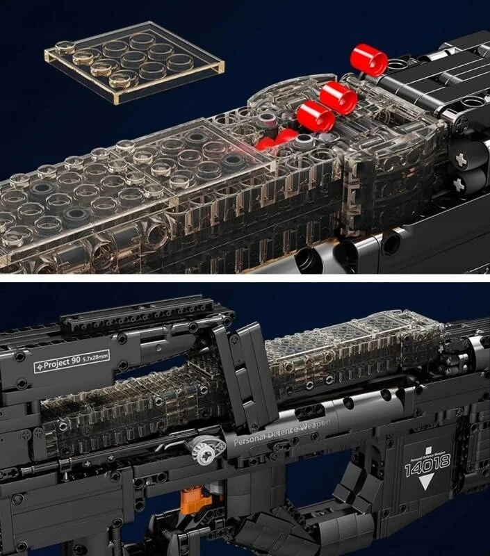 Konstrukciniai "mould King" P90 automatinio pistoleto kaladėlės, 1668 vnt.