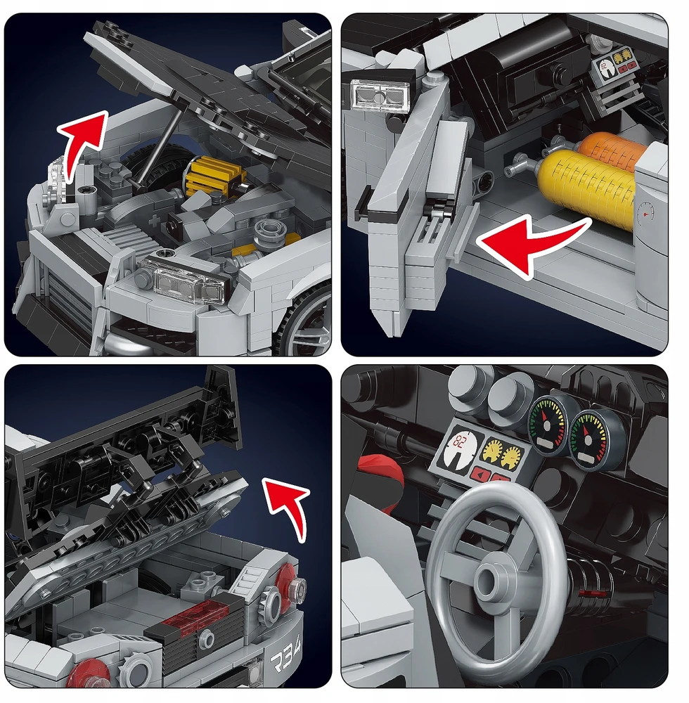 Konstrukciniai "mould King" "skyline Gtr R34" "technic" 1471 el.