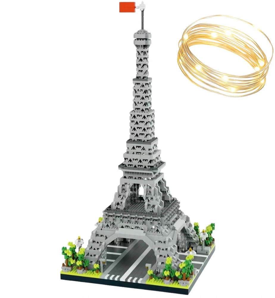Konstrukcinių blokelių rinkinys Eifelio bokštas 40 cm plastikas 3585 vnt. LED
