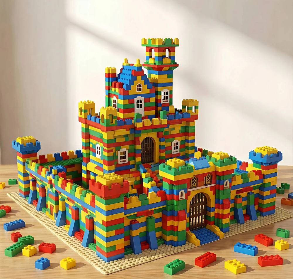 KONSTRUKCINIŲ KALUKŲ RINKINYS 500 ELEMENTŲ VAIKAMS DIDELIAI 3D KŪRYBINIAI UGDYMO