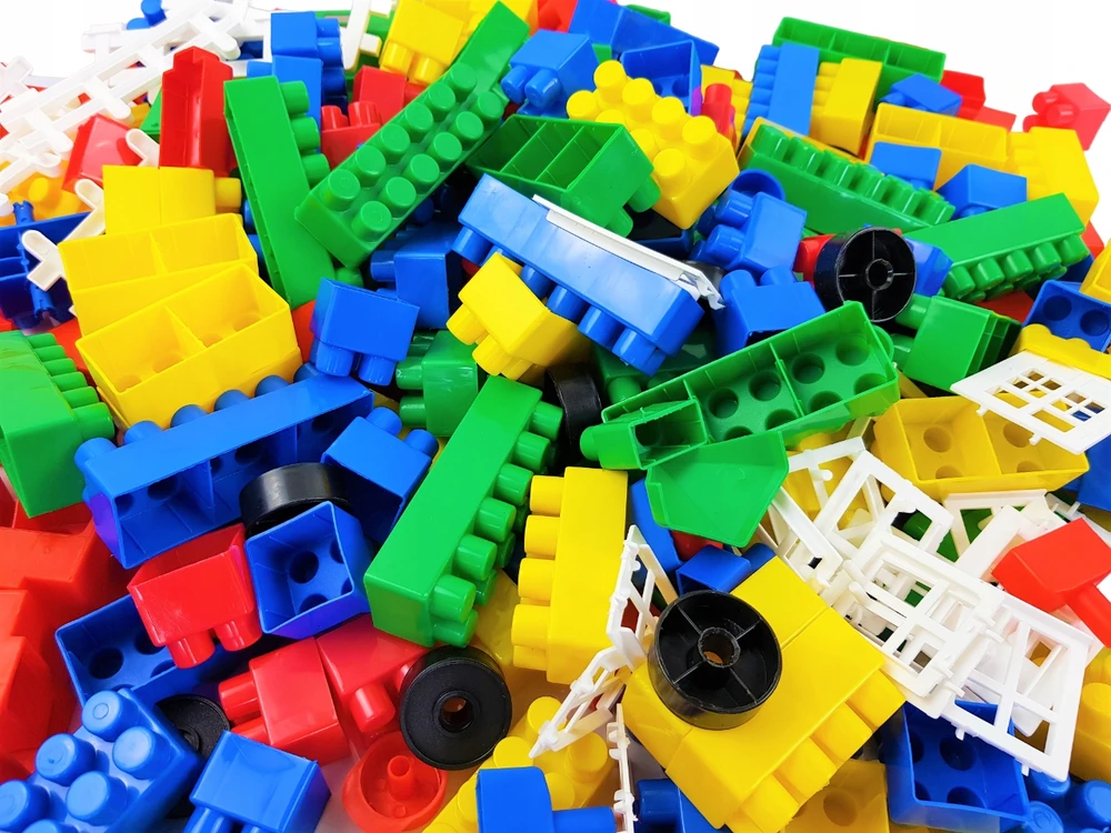 KONSTRUKCINIŲ KALUKŲ RINKINYS 500 ELEMENTŲ VAIKAMS DIDELIAI 3D KŪRYBINIAI UGDYMO
