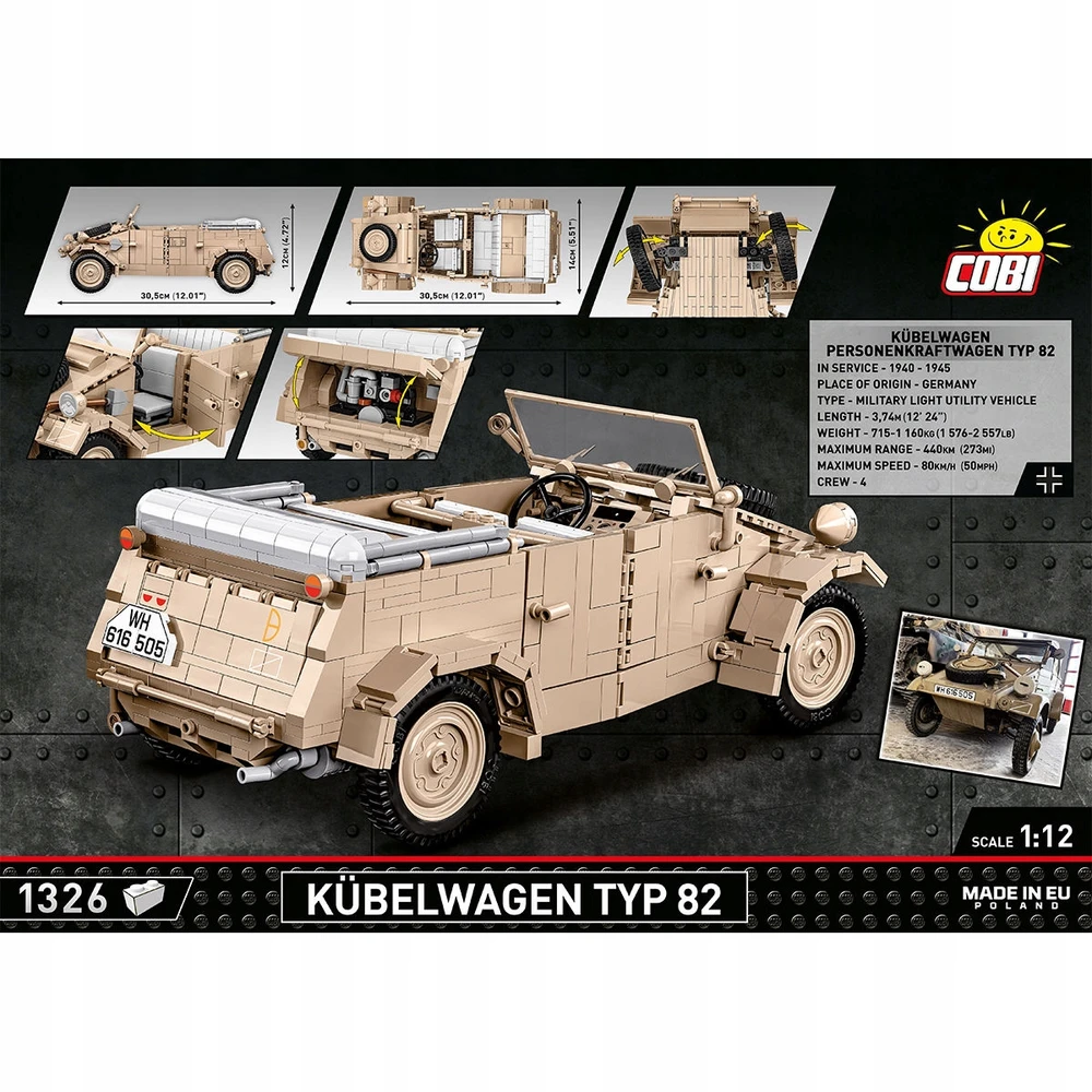 Konstruktorius Cobi Kübelwagen Typ 82 visureigis 2803, 1326 d.