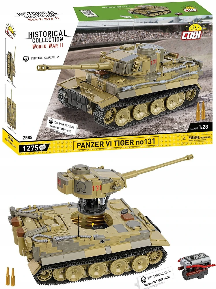 COBI konstruktorius Panzer VI Tiger 131, 1:28, 1275 detalių tankas