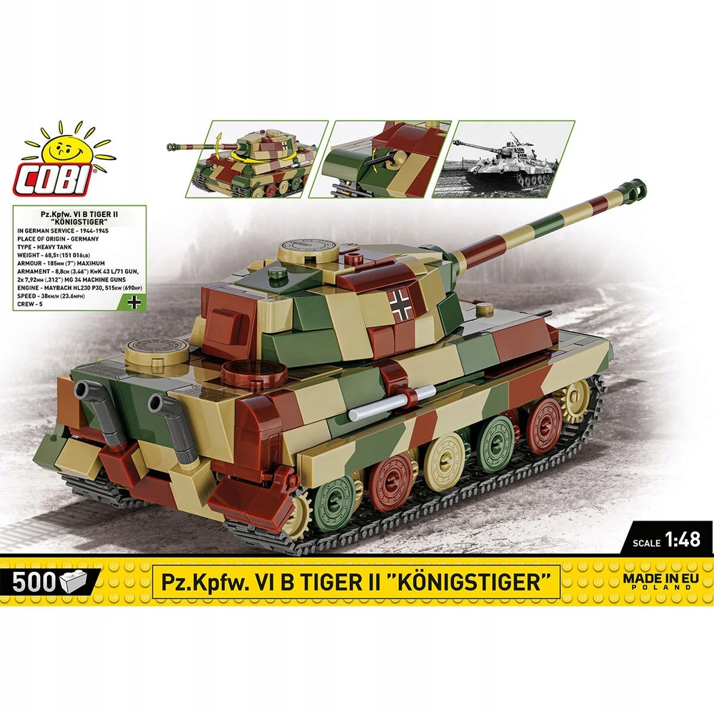 Cobi Klocki Pz.kpfw. vi b tiger ii konigstiger blokai