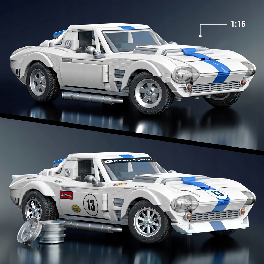 Konstruktorius Mattel Brick Shop Hot Wheels Corvette Grand Sport JGR31, 918 d.