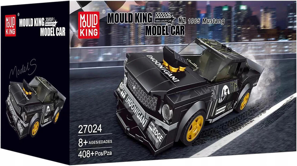 Konstruktorius Mould King 27024 Mustang 1965, 408 det., su vitrina