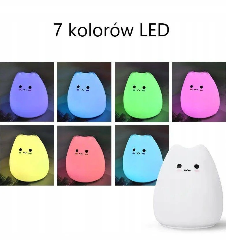 Kontext Naktinė lempa DLA DZIECI KOLOROWA KOT KOTEK LED