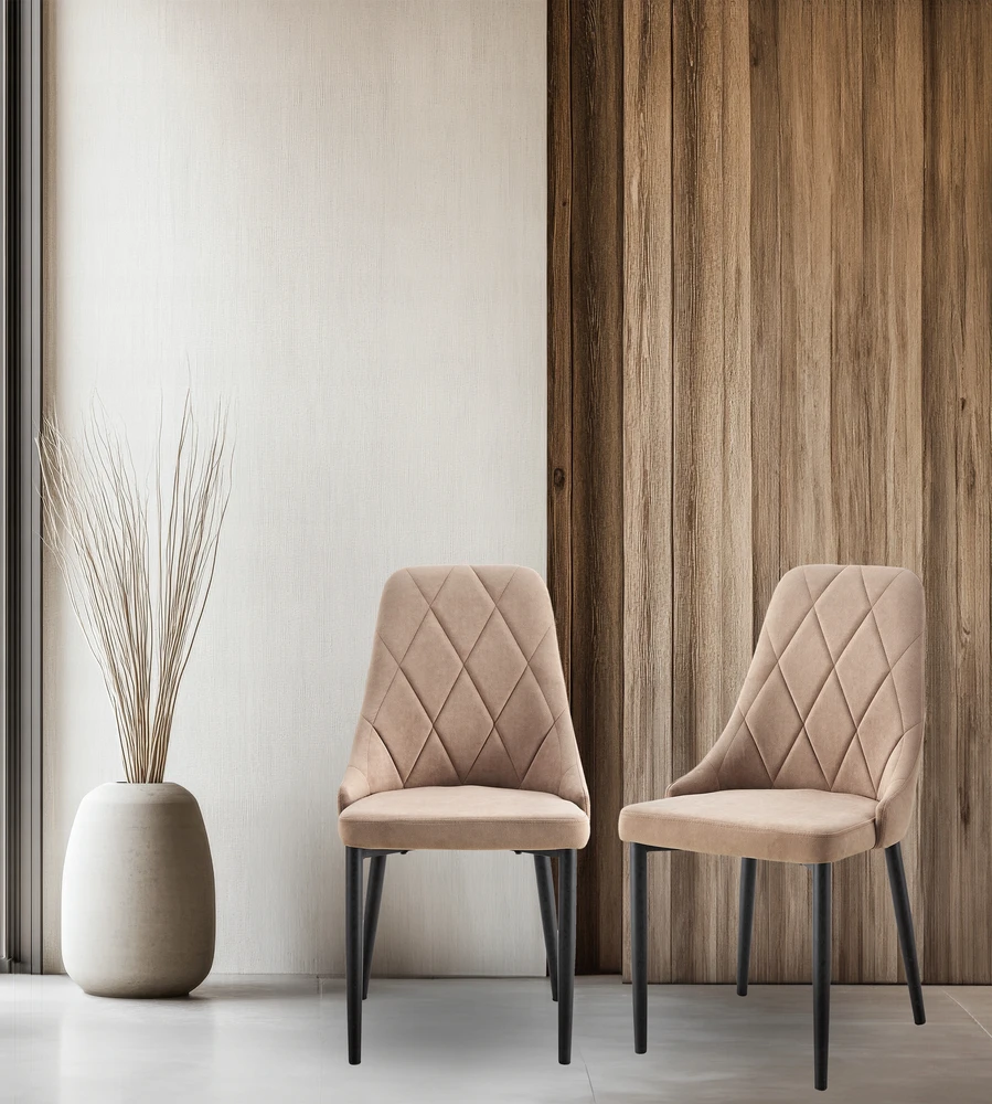Kontrast MINŠTA SVETAINĖS KĖDĖ, STILINGAS GLAMURAS EVA VELVET KT201 TAUPE BEIGE