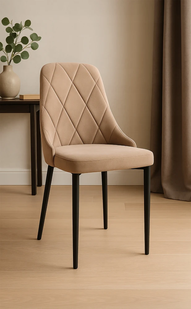Kontrast MINŠTA SVETAINĖS KĖDĖ, STILINGAS GLAMURAS EVA VELVET KT201 TAUPE BEIGE