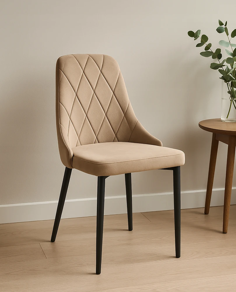 Kontrast MINŠTA SVETAINĖS KĖDĖ, STILINGAS GLAMURAS EVA VELVET KT201 TAUPE BEIGE