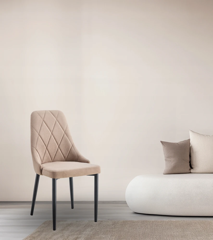 Kontrast MINŠTA SVETAINĖS KĖDĖ, STILINGAS GLAMURAS EVA VELVET KT201 TAUPE BEIGE