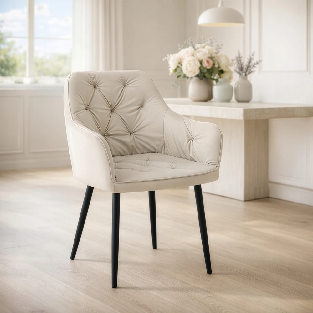 Kontrasto MODERNĖ KĖDĖ FOTOŠĖ VIRTUVĖ VALGOMAS SVETAINĖ TAPICERO KT202 JULIA III BEIGE