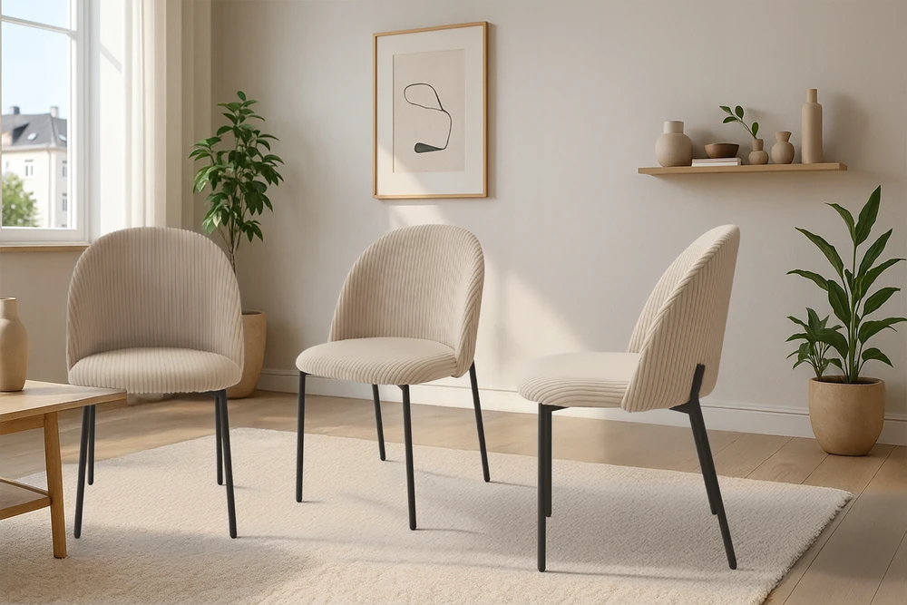 Kontrasto ŠIUOLAIKINĖ STILINGA KĖDĖ VIRTUVĖ VALGOMAS SVETAINE SVETAINE INES KT207 VELUTINIAI BEIGE