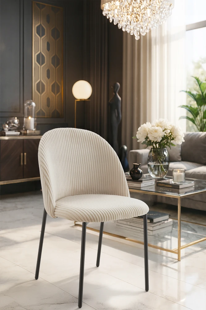 Kontrasto ŠIUOLAIKINĖ STILINGA KĖDĖ VIRTUVĖ VALGOMAS SVETAINE SVETAINE INES KT207 VELUTINIAI BEIGE