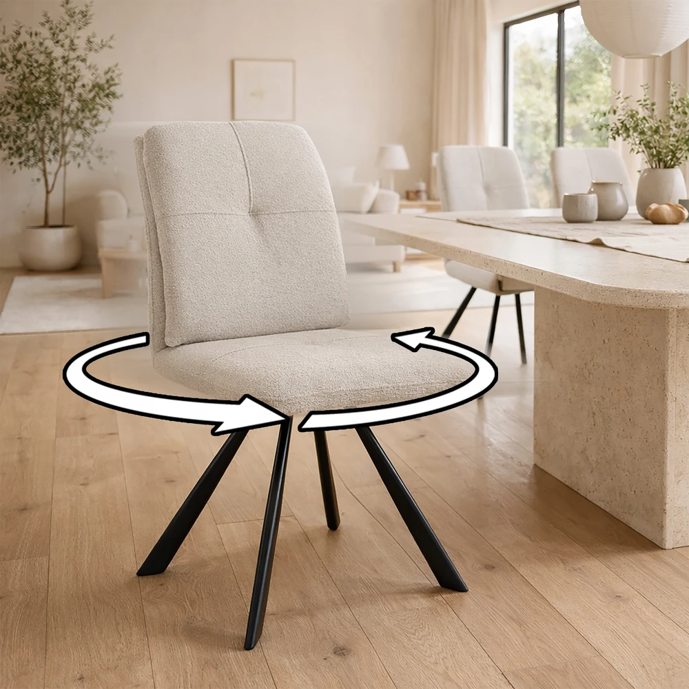Kontrasto STILINGA KĖDĖ VIRTUVĖ VALGOMAS SVETAINE CHENIL KO221 SELENA SWIVEL BEIGE