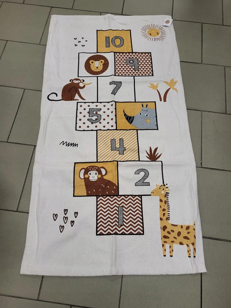 KOOPMAN Dywan dziecięcy 140x70 cm, Bawełniany. gra w klasy, zwierzęta, dżungla,