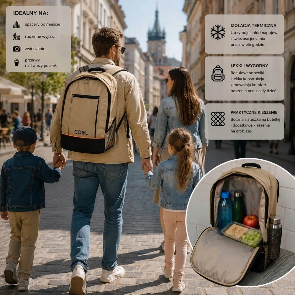 KOOPMAN Termo kuprinė chaki 20 l termo maišelis + 2 x vėsinimo įdėklai