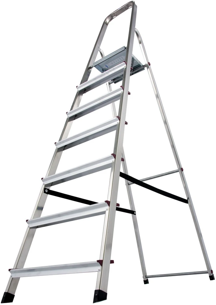 Kopėčios KRAUSE Corda, 7 pakopų, aliumininės, vienpusės, maks. darbinis aukštis 340 cm