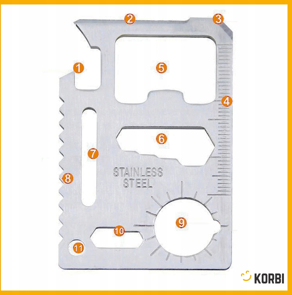 Korbi SURVIVAL CARD ESSENTIAL MINI MULTI TOOL KNIFE