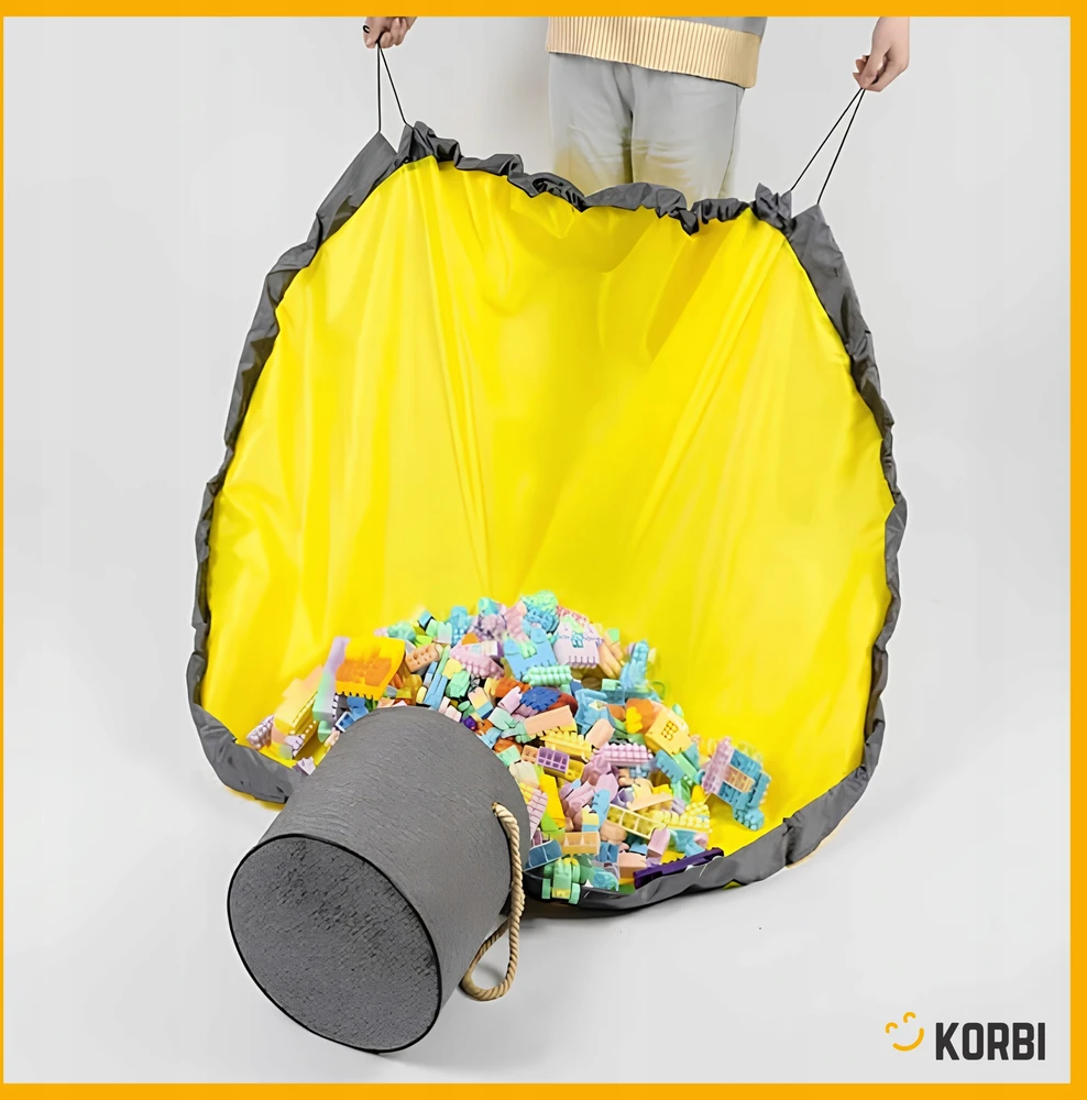 Korbi Žaislų lentyna žaislų dėžė su žaidimų kilimėliu 2in1 DIDELIS konteineris Ziploc maišelis