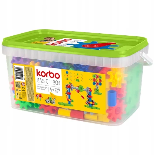 KORBO blokeliai BASIC 180 vnt. gears Blokai, kurie juda! už DOVANA 4+