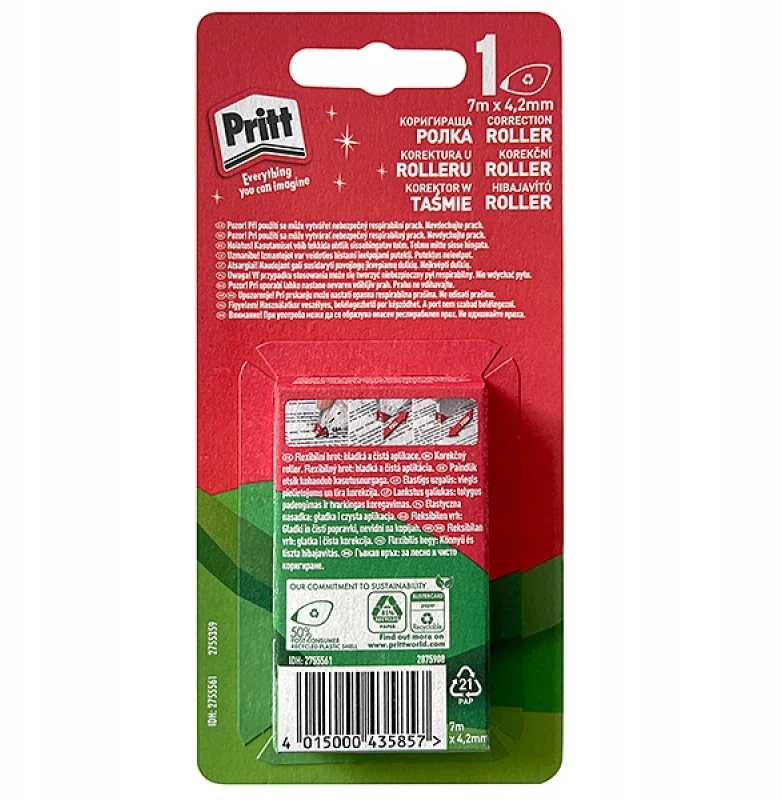 Korektūros juostelė Pritt Miniroller R2, 4,2mmx7m