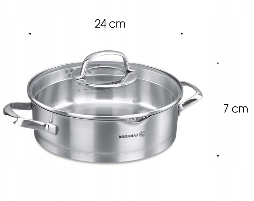 Korkmaz Puodas 3l su dangčiu 24cm dujinis/ indukcinis