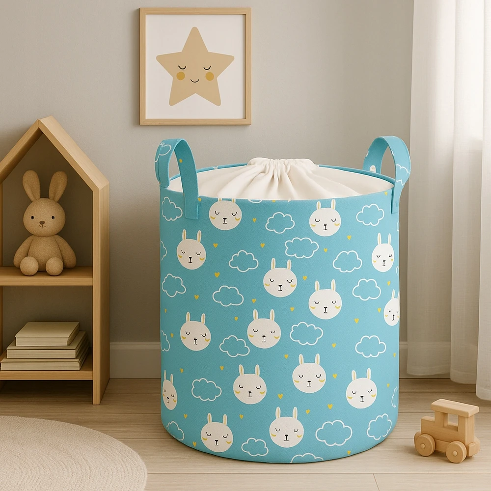 KOSZ NA ZABAWKI UBRANIA PRANIE DUŻY ZAMYKANY POJEMNIK ORGANIZER BABYMAM