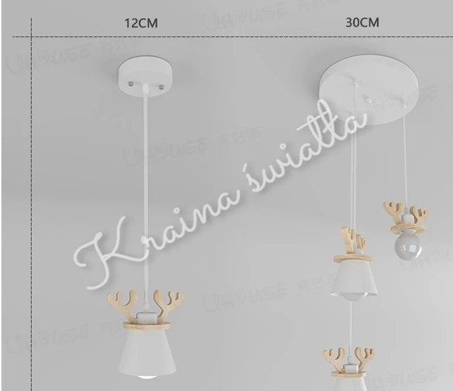 Kraina Swiata UROCZA LAMPA SUFITOWA WISZĄCA POROŻE JELEŃ JELONEK E27