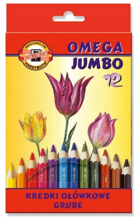 KREDKI OMEGA JUMBO GRUBE 12 KOLORÓW KOH I NOOR