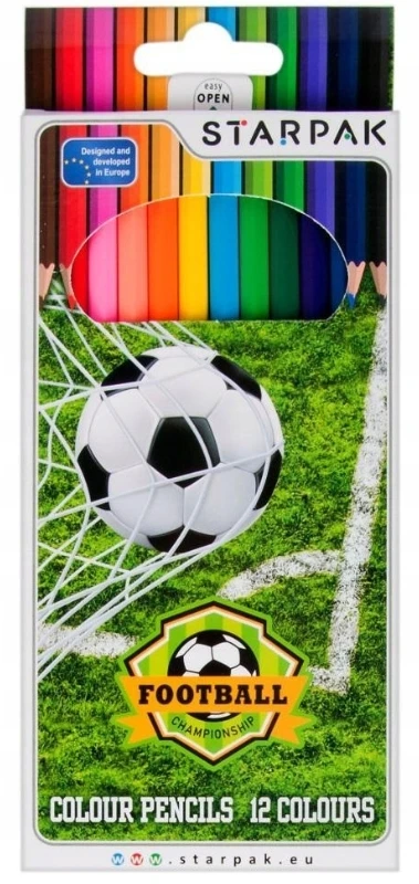 KREDKI OŁÓWKOWE 12 KOLORÓW FOOTBALL, STARPAK