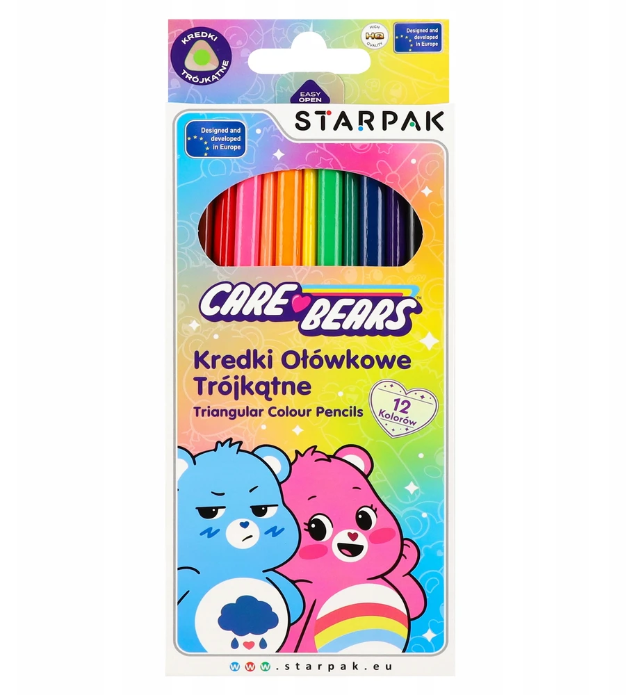 Kredki ołówkowe trójkątne 12 kolorów Care Bears Troskliwe Misie Starpak