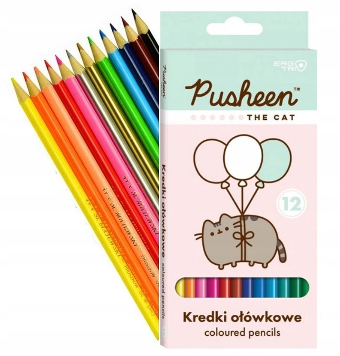 Kredki ołówkowe trójkątne 12 kolorów PUSHEEN St. Majewski