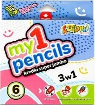 Kredki Super Jumbo Penmate 6 spalvų + drožtukas