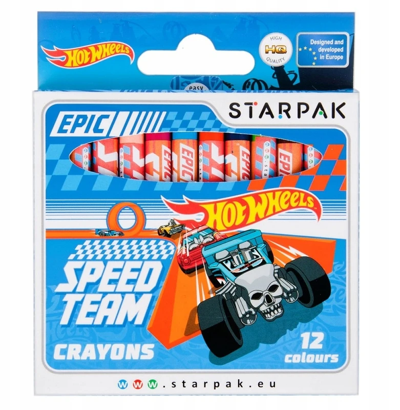Kredki woskowe świecowe HOT WHEELS STARPAK 12 kol.