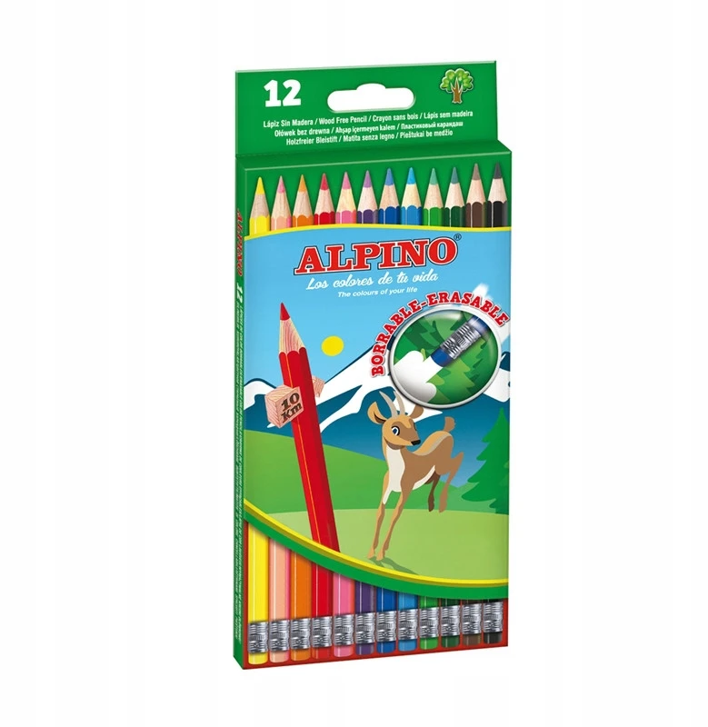 Pieštukai spalvoti ALPINO Erasable 12sp