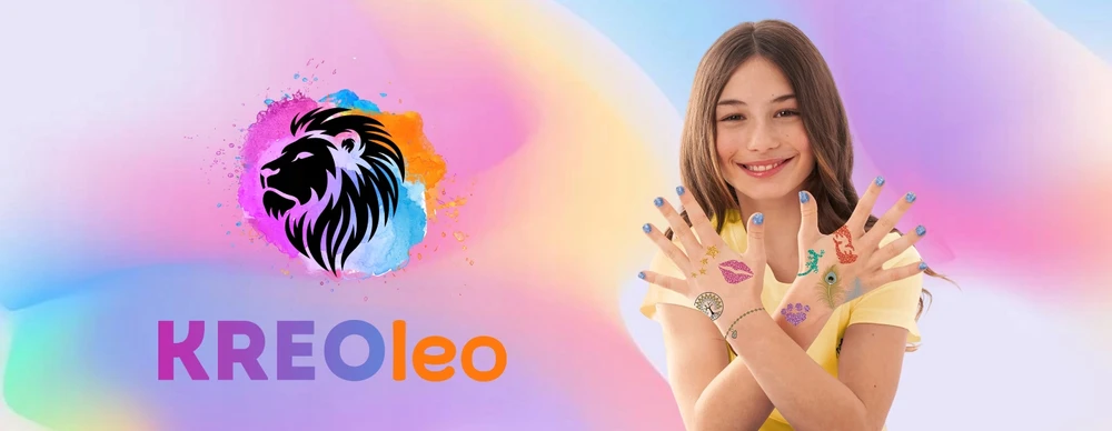 KREOleo GLITTER TATTUOS GLITTER SKINS MARKERS + ŠABLONAI