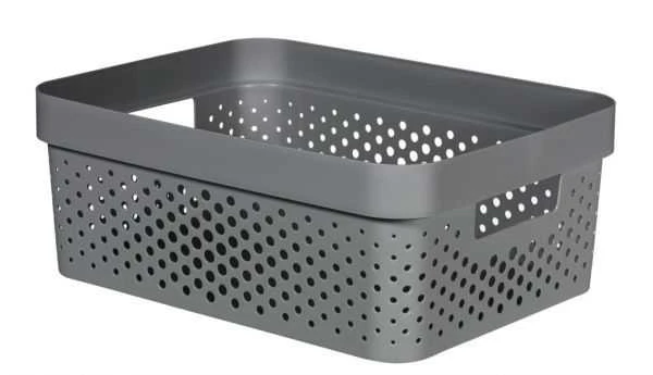 Krepšelis CURVER Infinity RECYCLED, plastikinis, tamsiai pilkos spalvos, h14 x 27 x 36 cm, 11 L