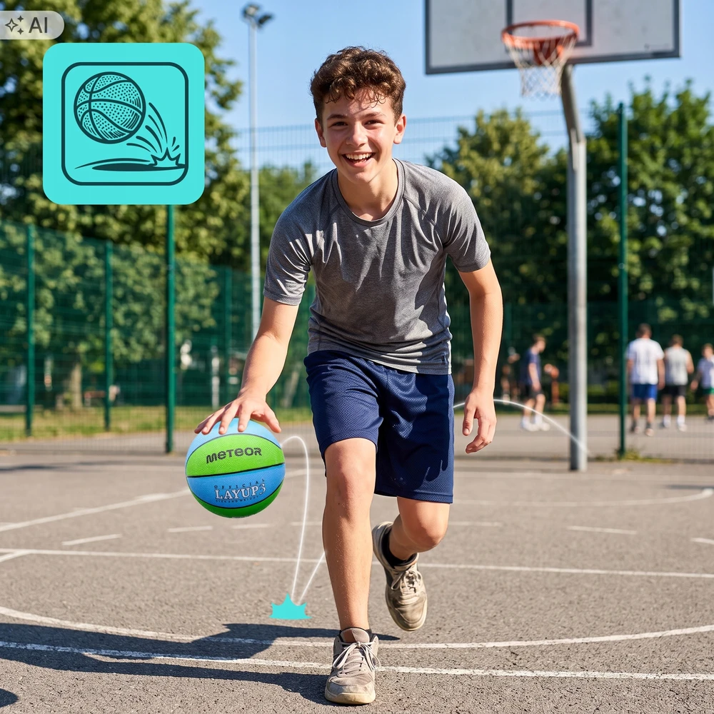 Krepšinio Kamuolys METEOR LAYUP #3 Mėlyna-Žalia