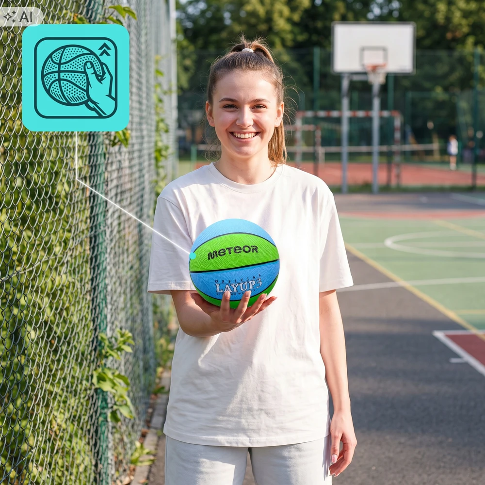 Krepšinio Kamuolys METEOR LAYUP #3 Mėlyna-Žalia