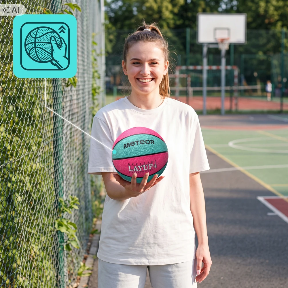 Krepšinio Kamuolys Meteor LAYUP #4 Rožinė/Mėlyna