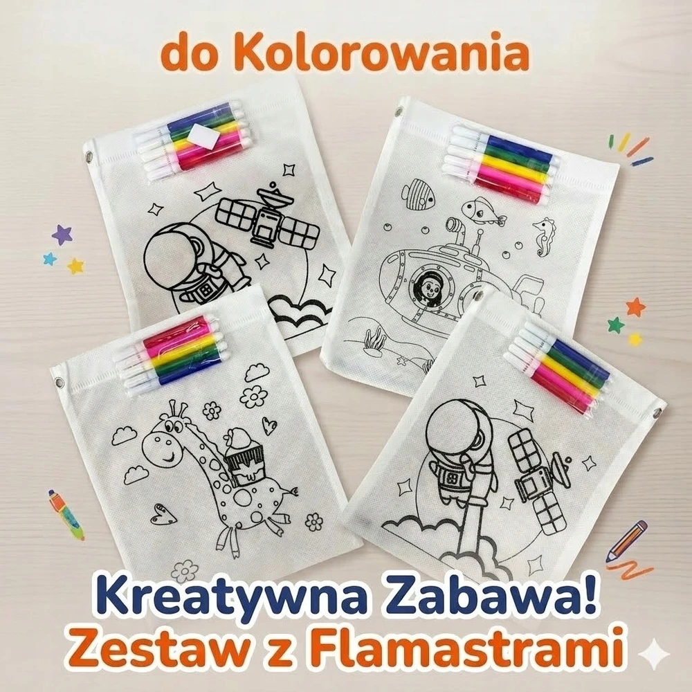 Krepšys Dažymo maišelis + žymekliai 22x18 cm kūrybinis rinkinys