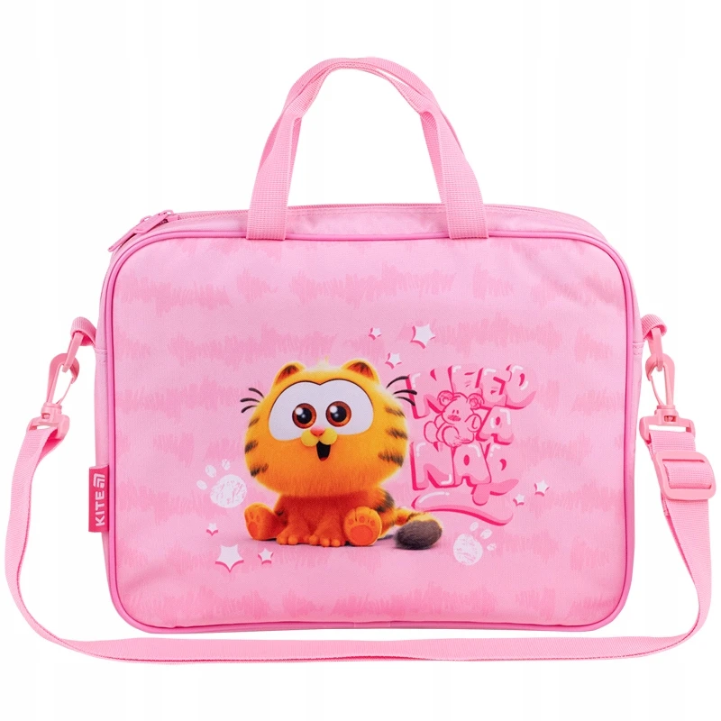Krepšys na plastykę su paskiem dla dziewczynki do szkoły A4 Garfield Kite