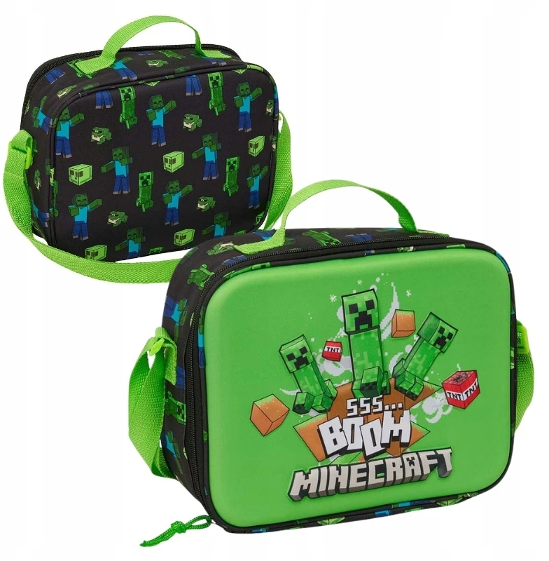 KREPŠYS TERMICZNA MINECRAFT 3D LUNCH BAG ŚNIADANIÓWKA NA ŚNIADANIE SAFTA