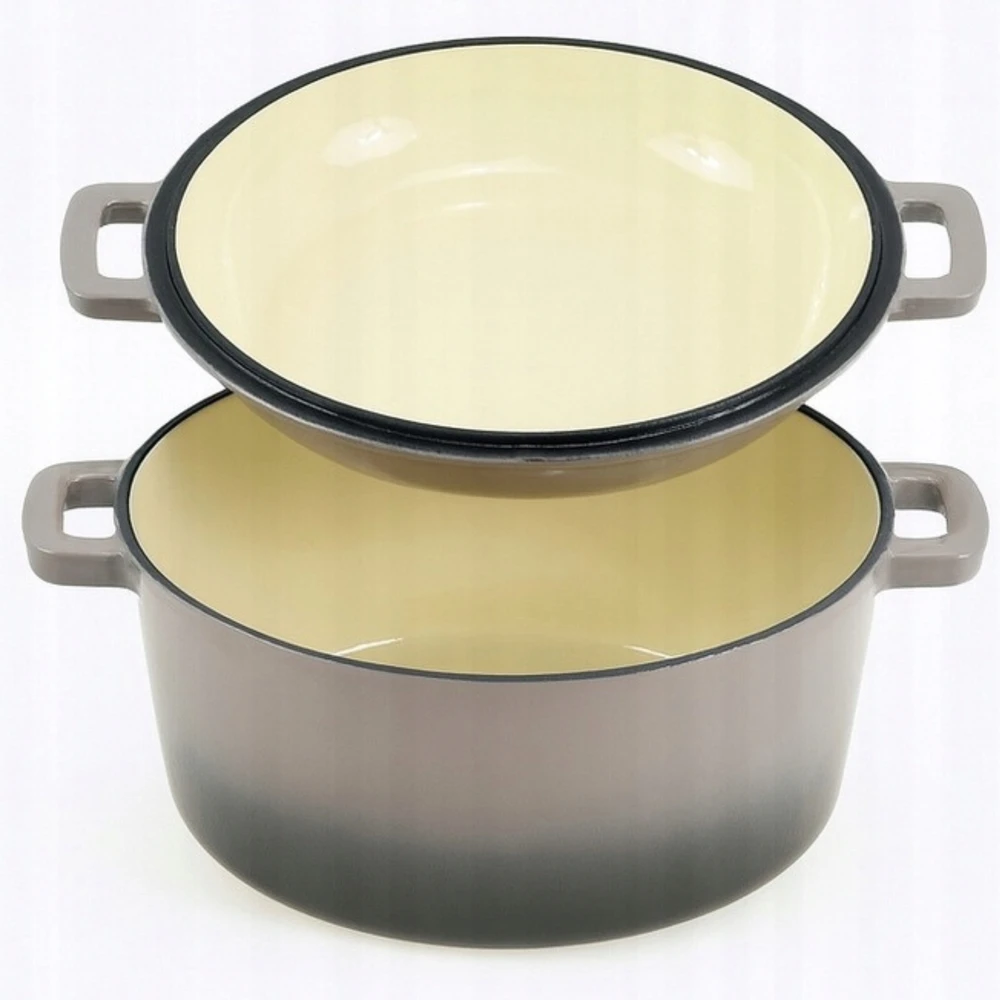 Krisber KIETAS 2 viename emaliuotas ketaus KETAUS 26 cm keptuvė 4,8 l DUJŲ INDUKCINĖ PILKA
