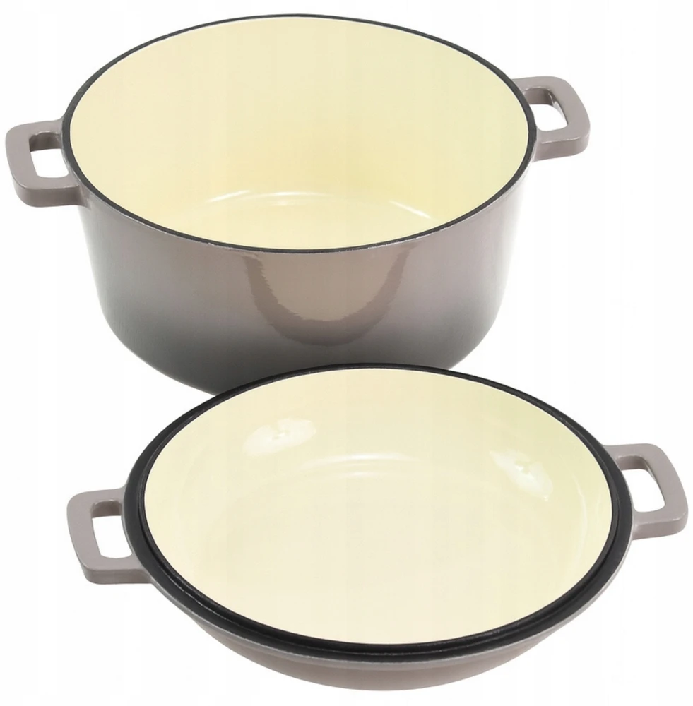 Krisber KIETAS 2 viename emaliuotas ketaus KETAUS 26 cm keptuvė 4,8 l DUJŲ INDUKCINĖ PILKA