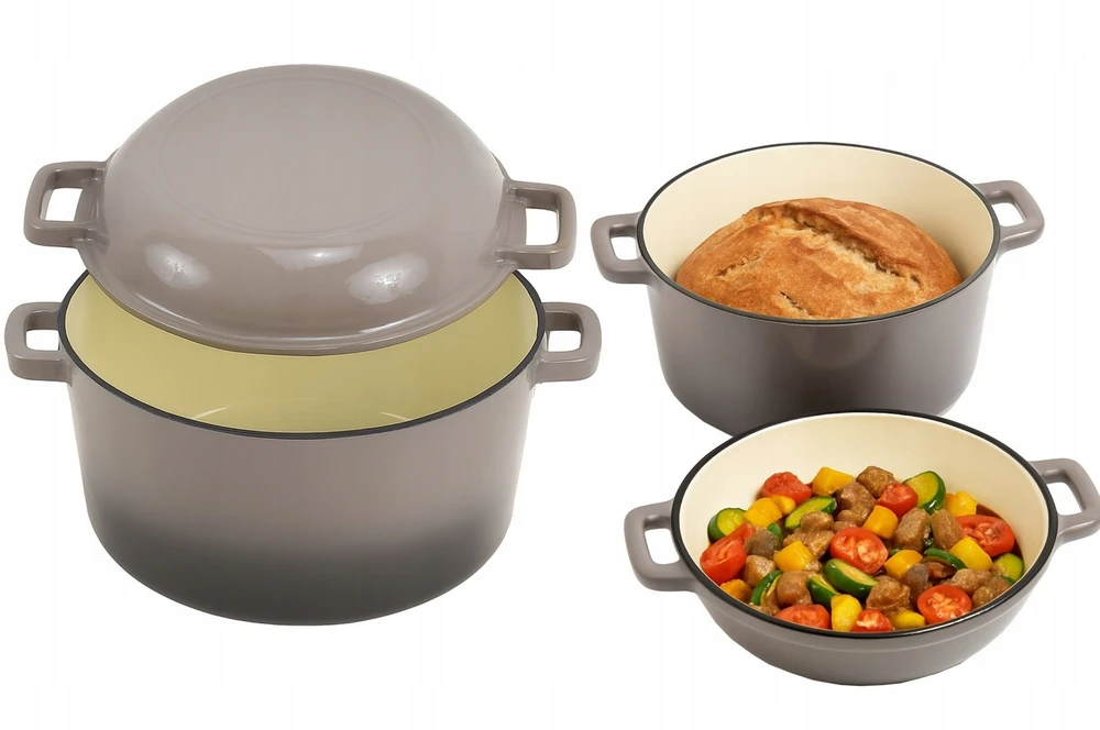 Krisber KIETAS 2 viename emaliuotas ketaus KETAUS 26 cm keptuvė 4,8 l DUJŲ INDUKCINĖ PILKA