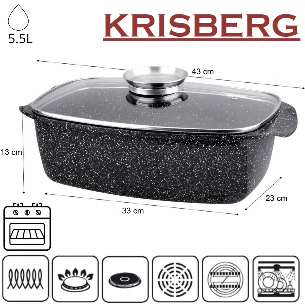 Krisber PRAKTIŠKA ORKALIS kepsninė, NELIPA, DUJINĖ 32cm 5,5L