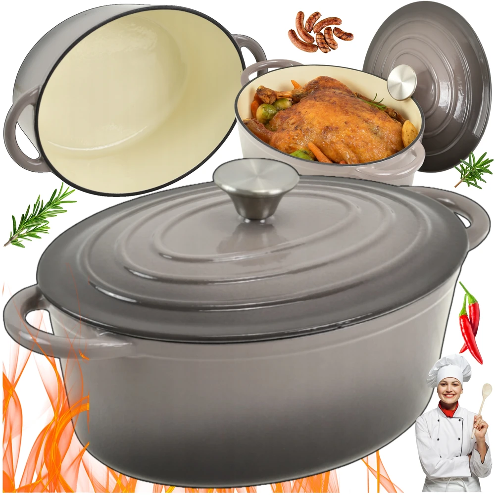 Krisber TALPA ketaus emalio keptuvė 4.0L PILKOS DUJOS INDUKCIJA 27cm