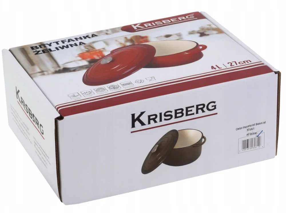 Krisber TALPA ketaus emalio keptuvė 4.0L PILKOS DUJOS INDUKCIJA 27cm